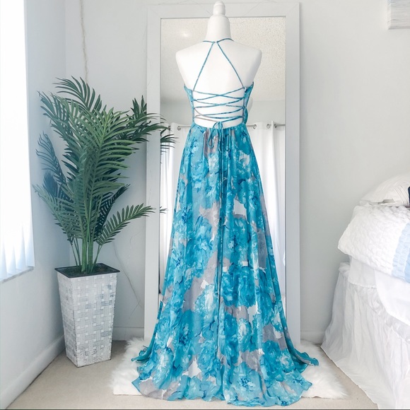 NWOT GB Long 𝙱𝚕𝚞𝚎 + Gray Dress | Size 3 - Picture 2 of 6